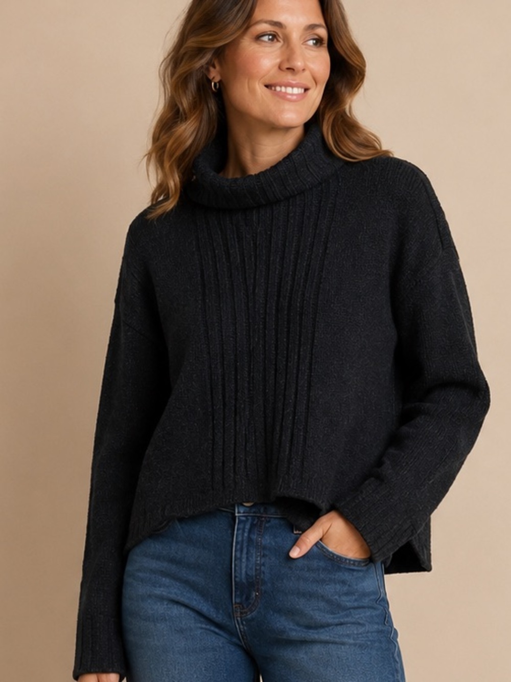 Willow Black Cowl Neck Sweater Medium